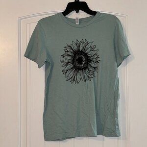 Green flowered t-shirt, size medium